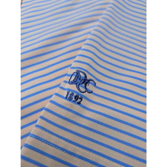 Donald Ross Mens Golf Polo Shirt - Large Orange Stripe Performance ODCC 1892 - Picture 3 of 8